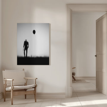 Man And Drifting Balloon | Canvas - Room Interior 1