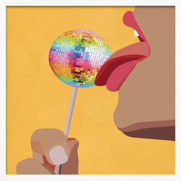 Licking Disco Lollipop | Poster - White Frame Interior