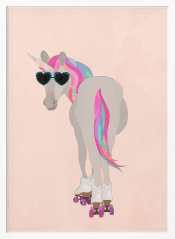 Roller Skating Unicorn | Poster - White Frame Interior