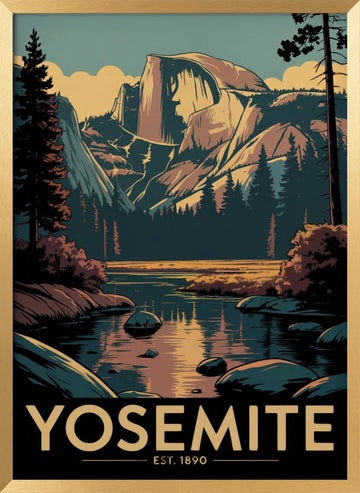 Yosemite Half Dome Vista | Poster - Gold Frame Interior