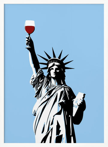 Lady Liberty Wine | Poster - White Frame Interior