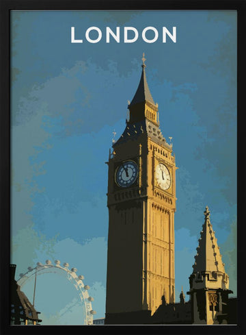 Big Ben London Eye | Poster - Black Metal Frame Interior