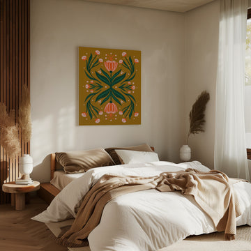 Earthy Floral Folk Art | Canvas - Room Interior 2