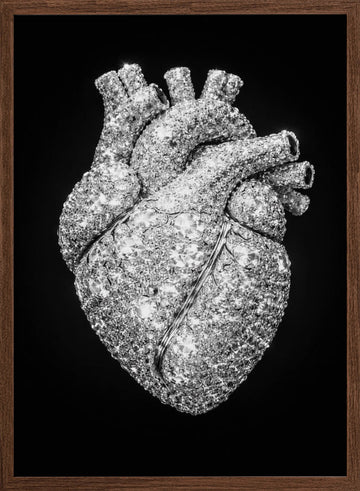 Sparkling Diamond Heart | Poster - Walnut Frame Interior