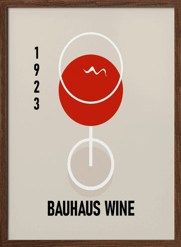 Bauhaus Wine Glass | Poster - Walnut Frame Interior