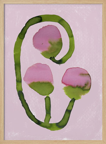 Abstract Pink Blooms | Poster - Wood Frame Interior