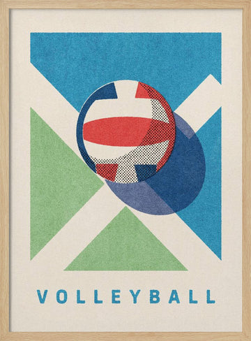 Retro Volleyball Game | Poster - Wood Frame Interior