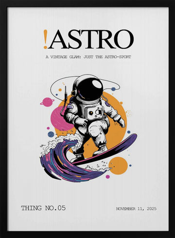 Astronaut Surfing Cosmic Wave | Poster - Black Metal Frame Interior