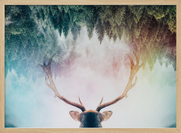 Mystical Forest Stag | Poster - Wood Frame Interior