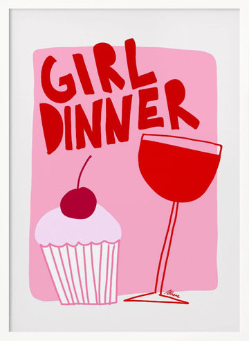 Girl Dinner | Poster - White Frame Interior