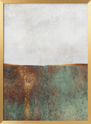 Golden Patina Horizon | Poster - Gold Frame Interior