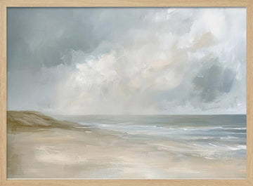 Misty Beach Morning | Poster - Wood Frame Interior