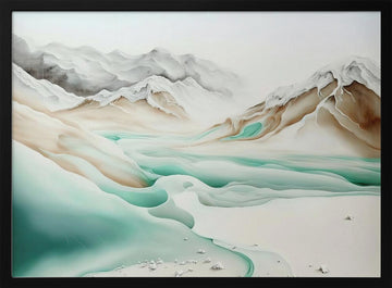 Tranquil Alpine Flow | Poster - Black Metal Frame Interior
