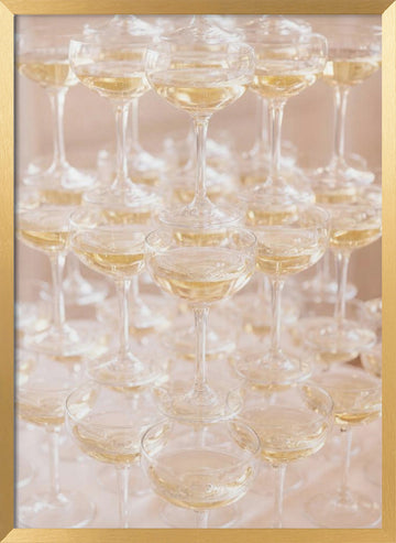 Champagne Tower Celebration | Poster - Gold Frame Interior