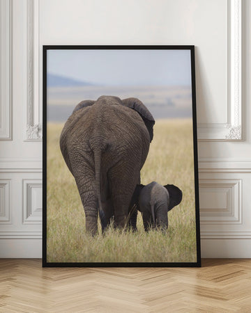 Elephant Mother and Calf | Poster - Room Interior 1