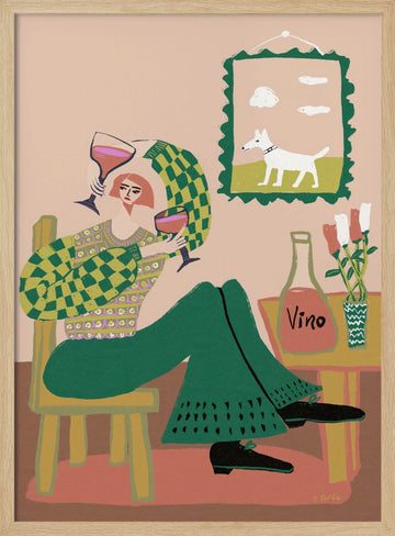 Cozy Evening Wine | Poster - Wood Frame Interior