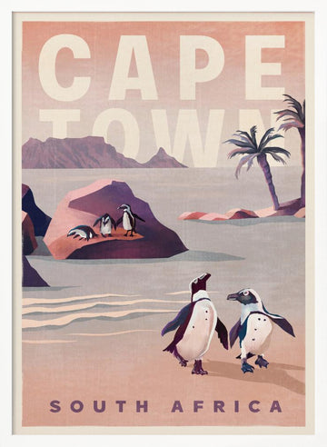 Cape Town South Africa Vintage Travel Art | Poster - White Frame Interior