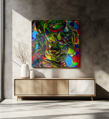 Vibrant Abstract Face | Canvas - Room Interior 2
