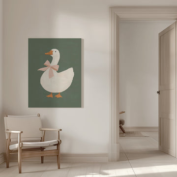 Pink Bow Goose | Canvas - Room Interior 1