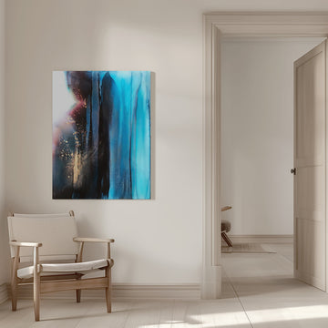 Deep Blue Gold Flow | Canvas - Room Interior 1