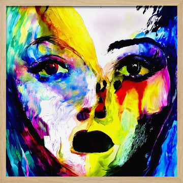 Vibrant Abstract Portrait | Poster - Wood Frame Interior