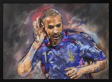 Dynamic Soccer Celebration | Poster - Black Metal Frame Interior