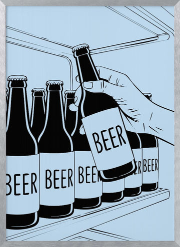 Cold Beer Grab | Poster - Silver Frame Interior