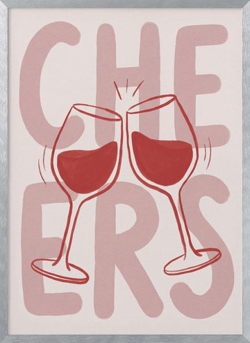 Cheers Wine Toast | Poster - Silver Frame Interior