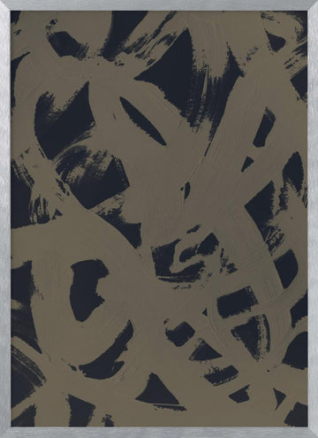 Abstract Brush Strokes 399Y | Poster - Silver Frame Interior