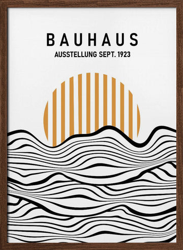 Bauhaus Striped Sun Waves | Poster - Walnut Frame Interior