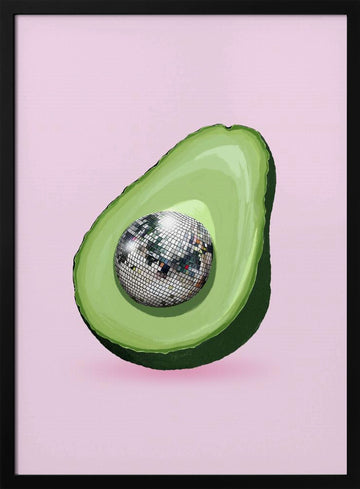Avocado Disco Ball | Poster - Black Metal Frame Interior