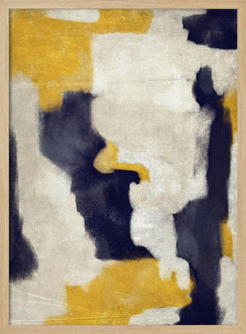Abstract Gold Indigo Shapes | Poster - Wood Frame Interior
