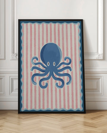 Playful Blue Octopus | Poster - Room Interior 1