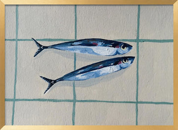 Two Blue Fish | Poster - Gold Frame Interior
