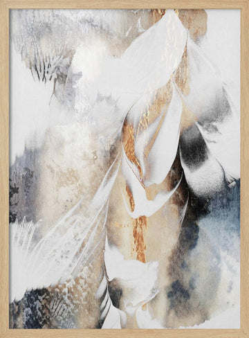 Golden Abstract Flow | Poster - Wood Frame Interior