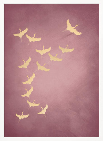 Graceful Golden Flight | Poster - White Frame Interior