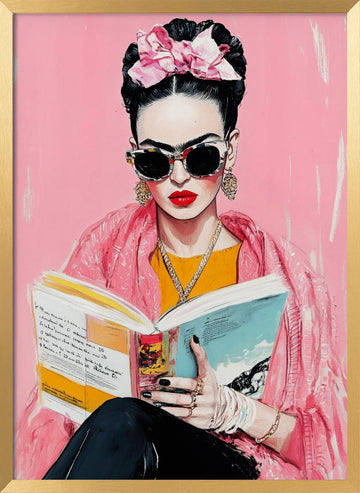 Fashionable Book Lover | Poster - Gold Frame Interior