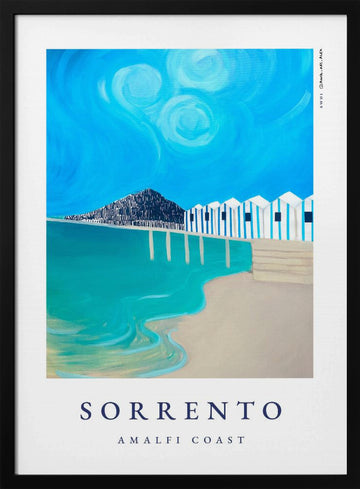 Sorrento Amalfi Coast Beach | Poster - Black Metal Frame Interior