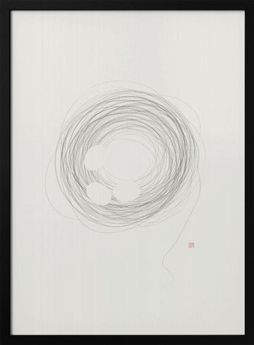 Abstract Nest Circles | Poster - Black Metal Frame Interior