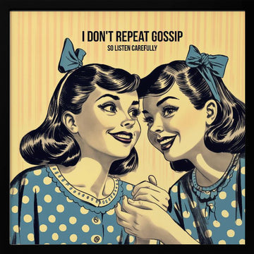 Retro Whispering Friends | Poster - Black Metal Frame Interior