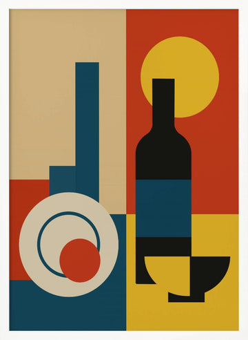 Bold Geometric Dining | Poster - White Frame Interior