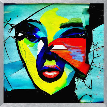 Vibrant Abstract Face | Poster - Silver Frame Interior