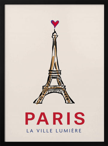 Paris Eiffel Heart | Poster - Black Metal Frame Interior