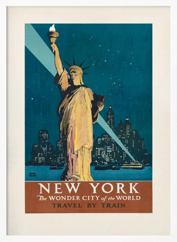 New York, the Wonder City of the World Travel By Train (1927) Poster By Adolph Treidler | Poster - White Frame Interior