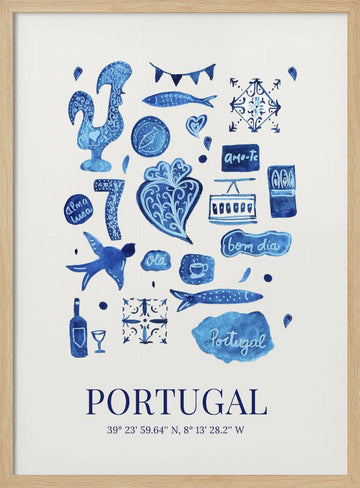 Portugal Cultural Symbols | Poster - Wood Frame Interior