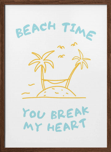 Beach Time Island Heart | Poster - Walnut Frame Interior