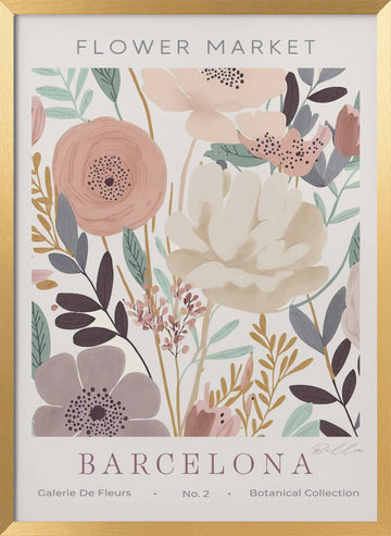 Barcelona Flower Market | Poster - Gold Frame Interior