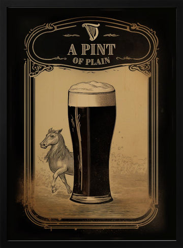 Irish Stout and Horse | Poster - Black Metal Frame Interior
