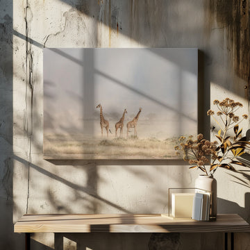 Giraffes in Golden Dust | Canvas - Room Interior 2