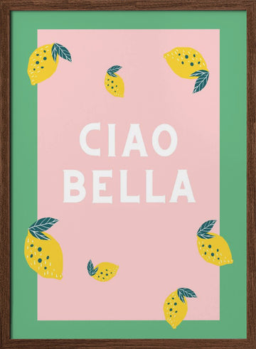 Ciao Bella Lemons | Poster - Walnut Frame Interior
